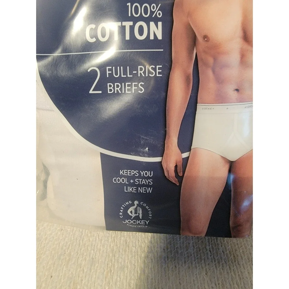 Jockey Classics BIG MAN 2 Pc Pack Full Rise Briefs Size 48 White 100% Cotton NEW